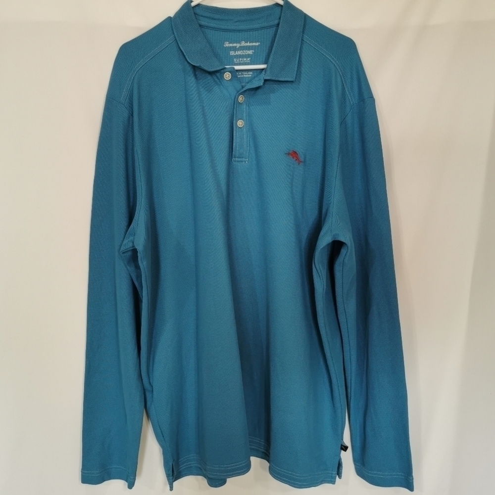 Men's Tommy Bahama IslandZone Supima Cotton Long Sleeve Polo - Sz XLT